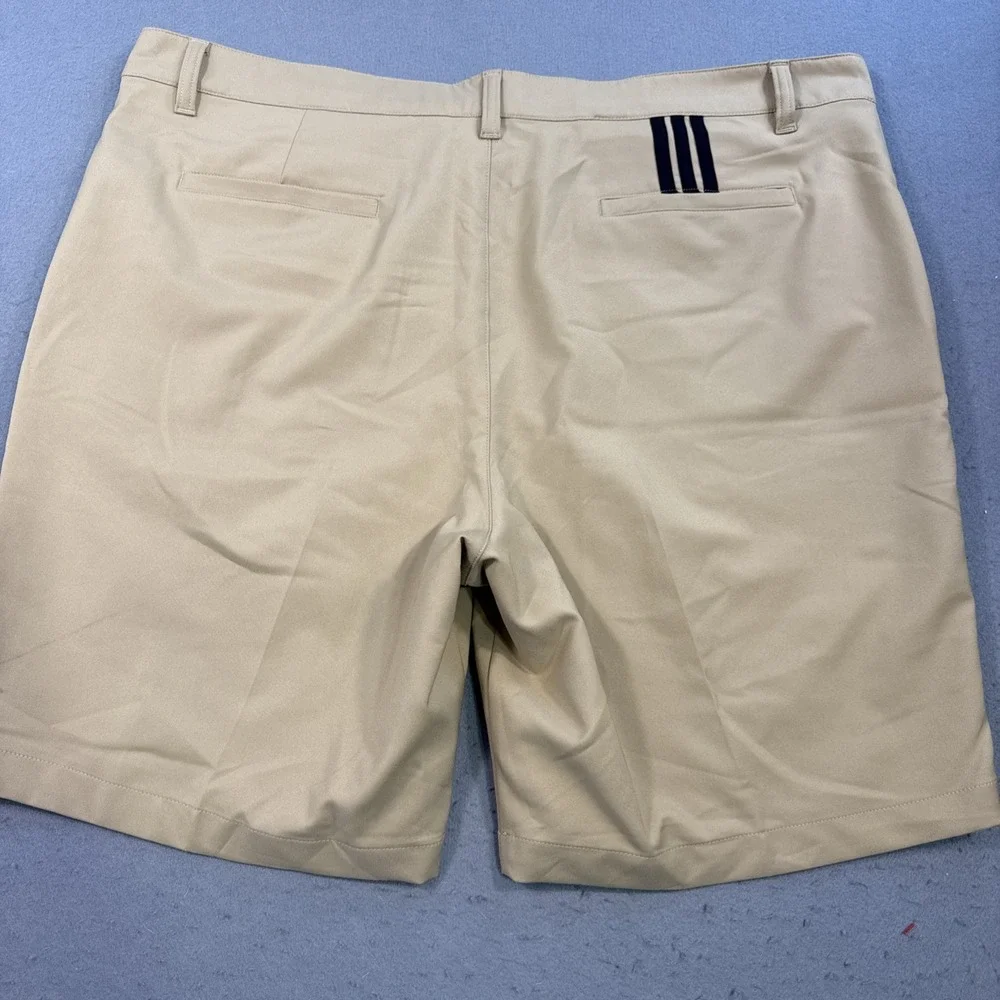 Adidas Golf Shorts Mens 40 TAN 3-Stripe Stretch Performance Ultimate 365